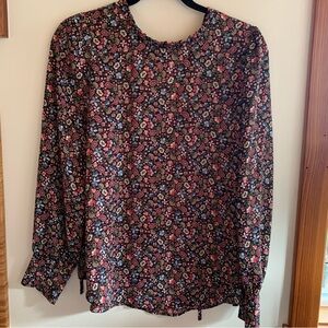 LOFT Floral Blouse with Pink and Blue Accents